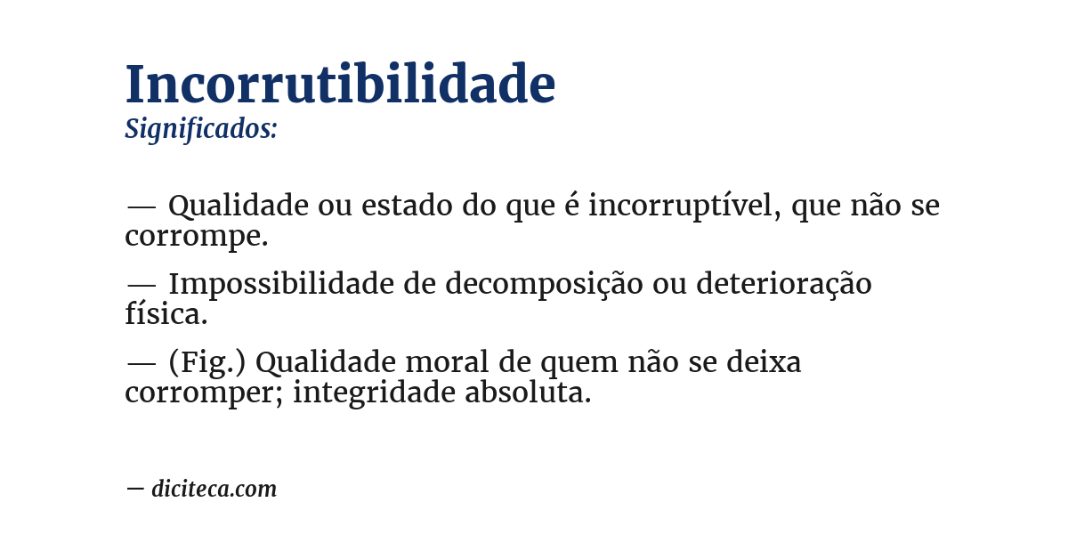Significado de incorrutibilidade
