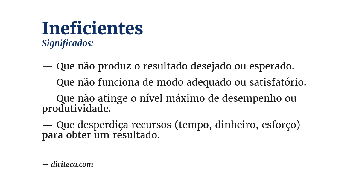 Significado de ineficientes
