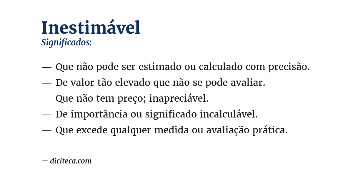 Significado de inestimável