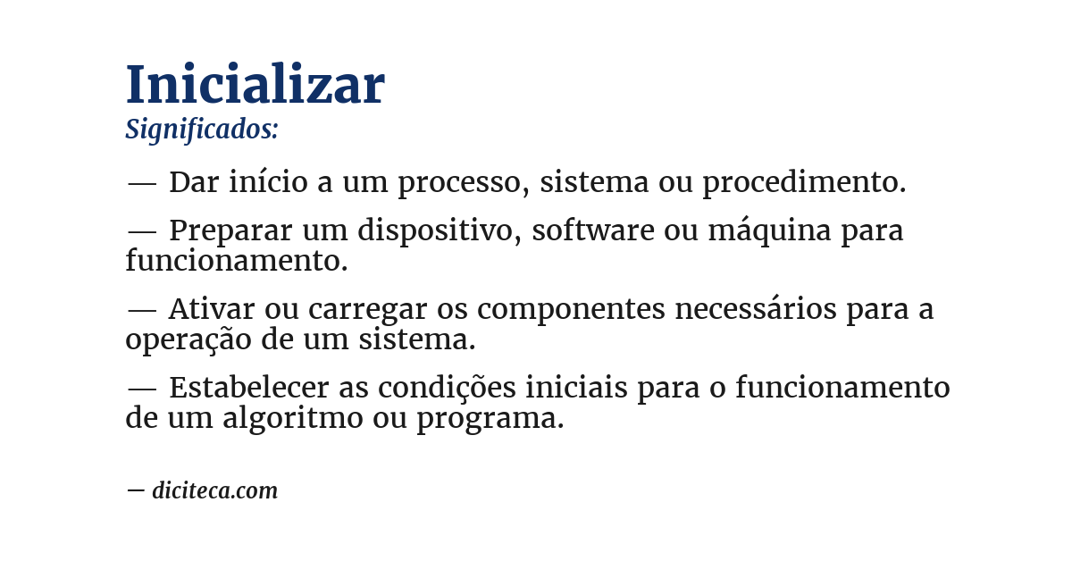 Significado de inicializar