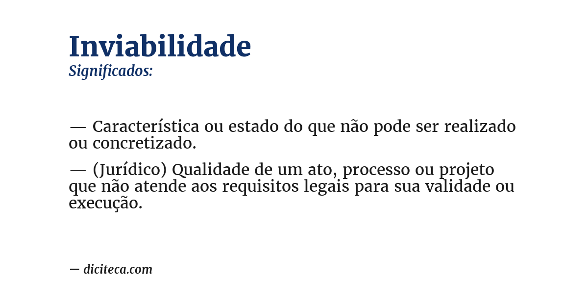 Significado de inviabilidade