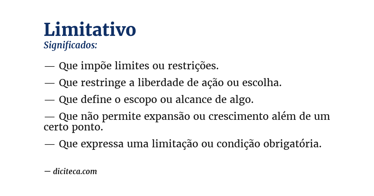 Significado de limitativo