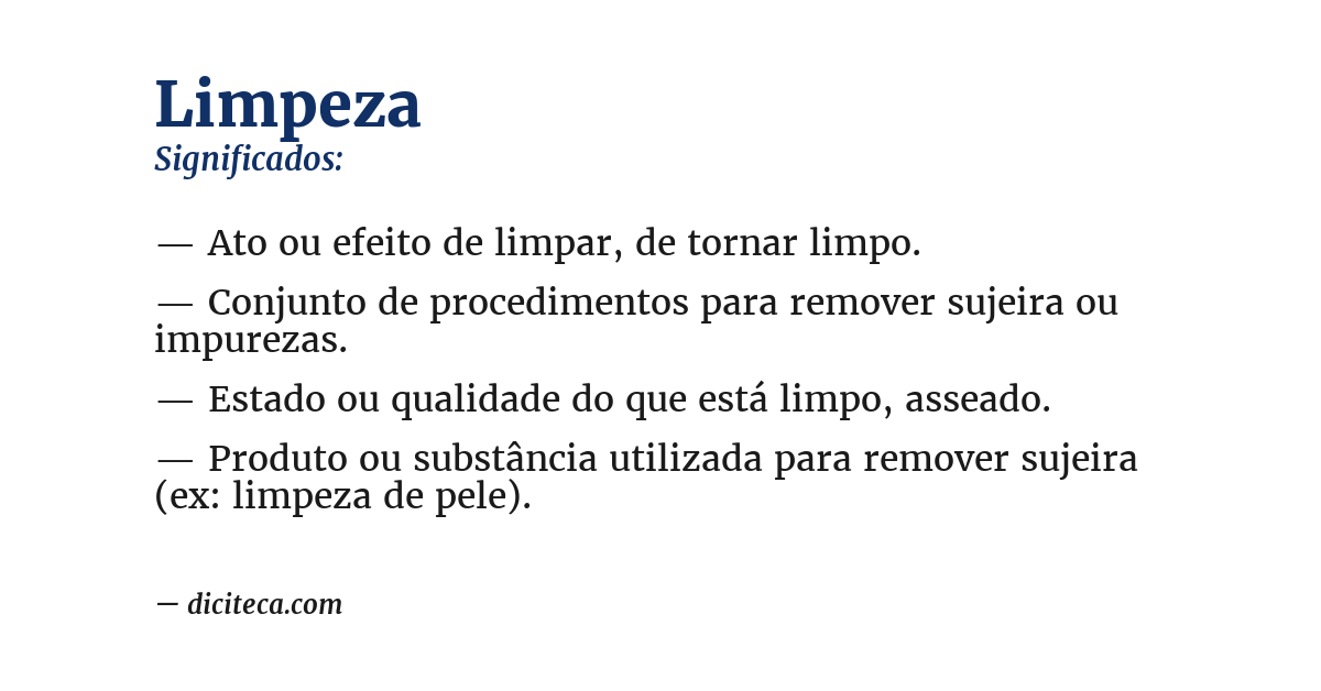 Significado de limpeza