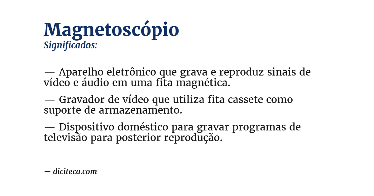 Significado de magnetoscópio