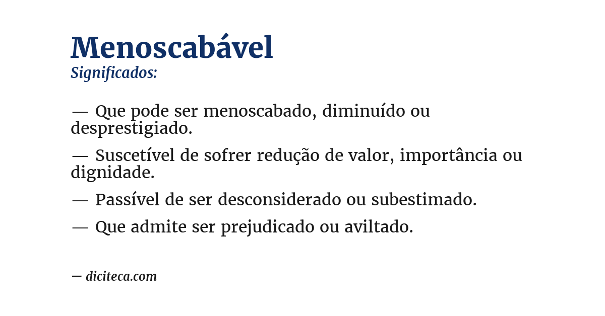 Significado de menoscabável