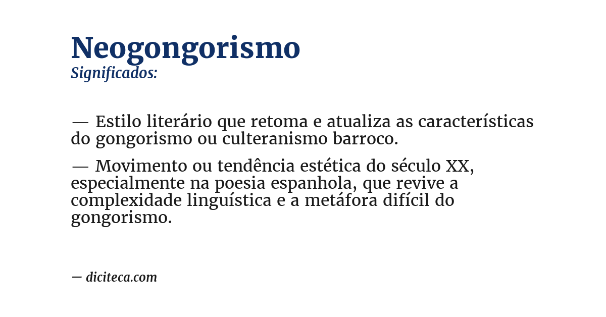 Significado de neogongorismo