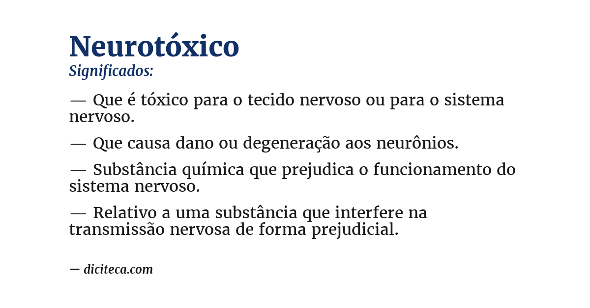 Significado de neurotóxico