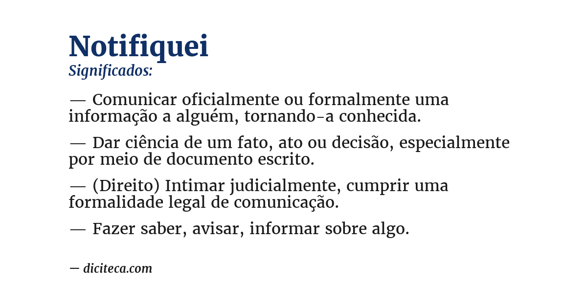 Significado de notifiquei