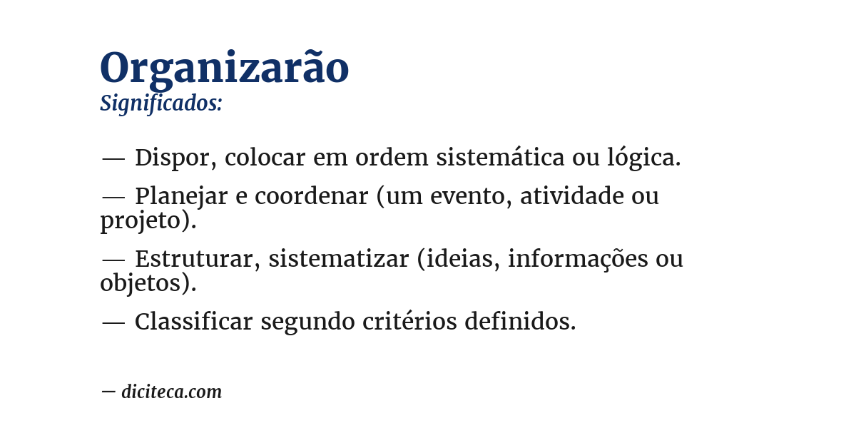 Significado de organizarão