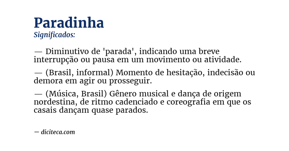 Significado de paradinha