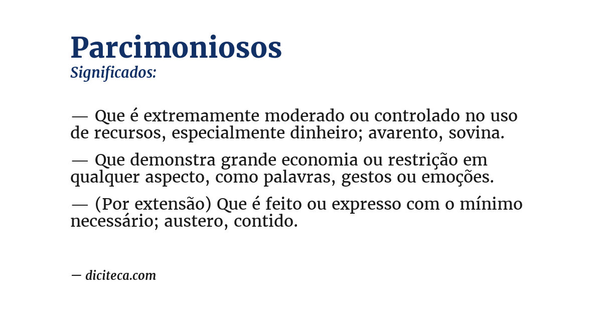 Significado de parcimoniosos