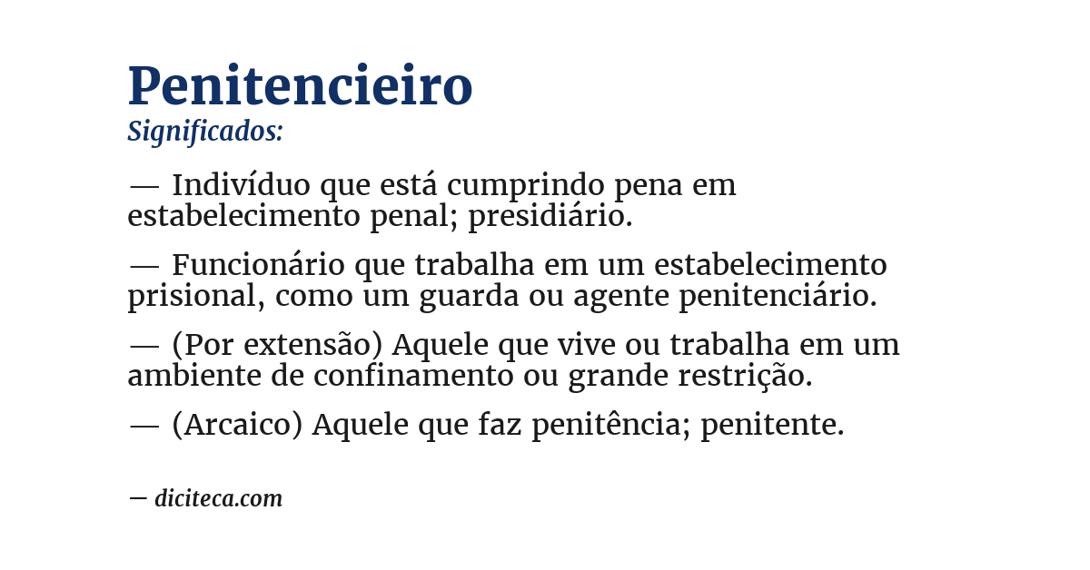 Significado de penitencieiro