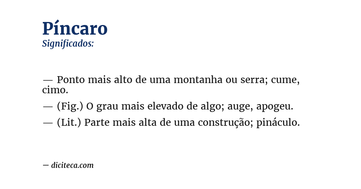 Significado de píncaro