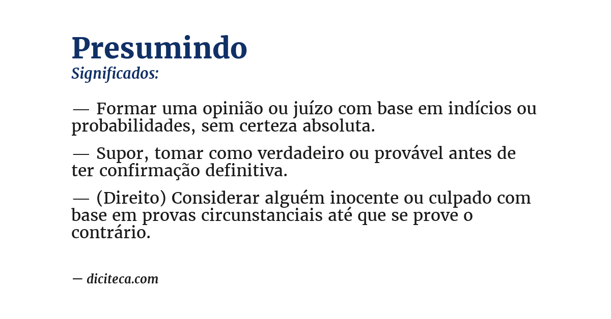 Significado de presumindo