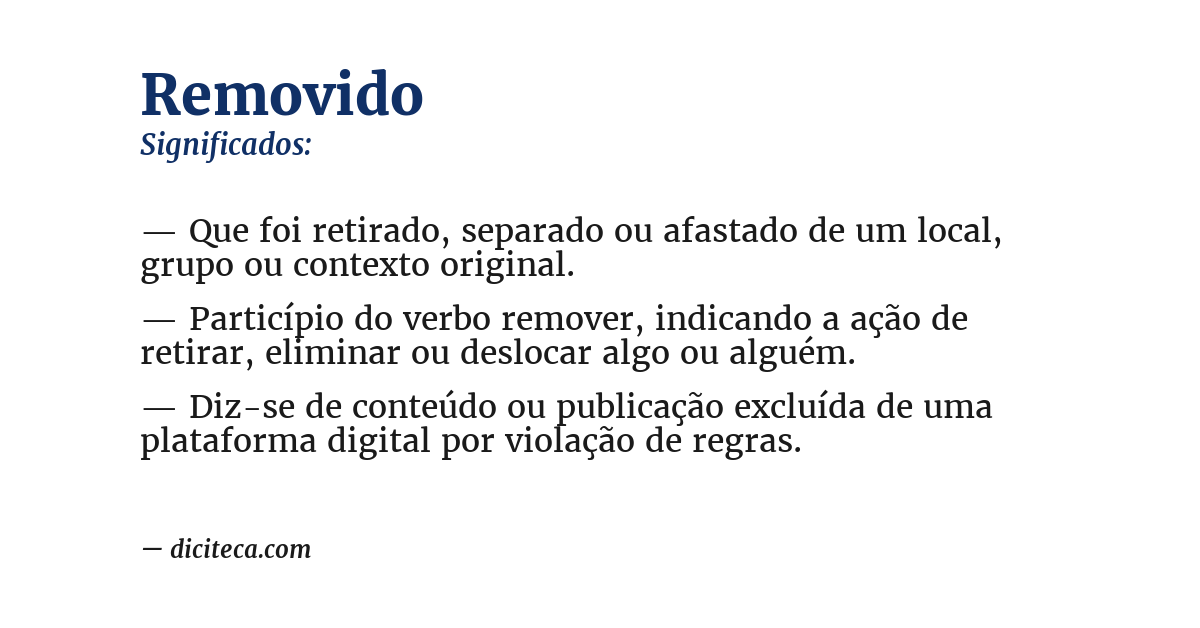 Significado de removido