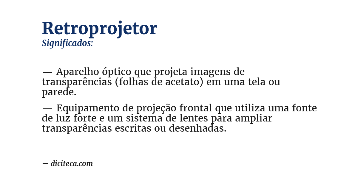 Significado de retroprojetor