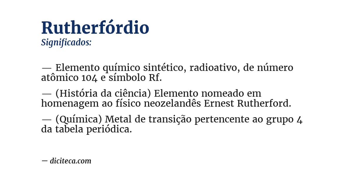 Significado de rutherfórdio