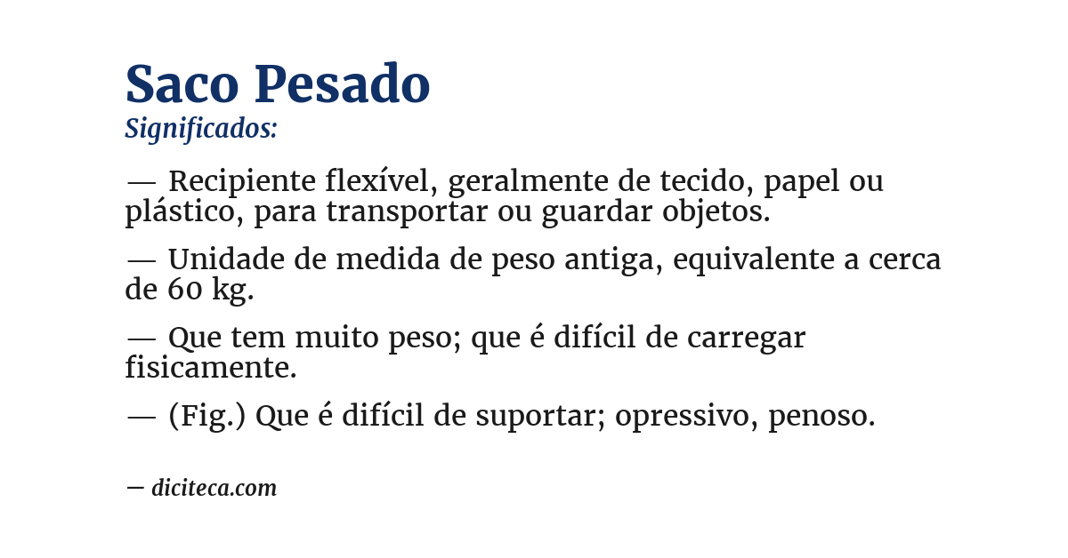 Significado de saco pesado