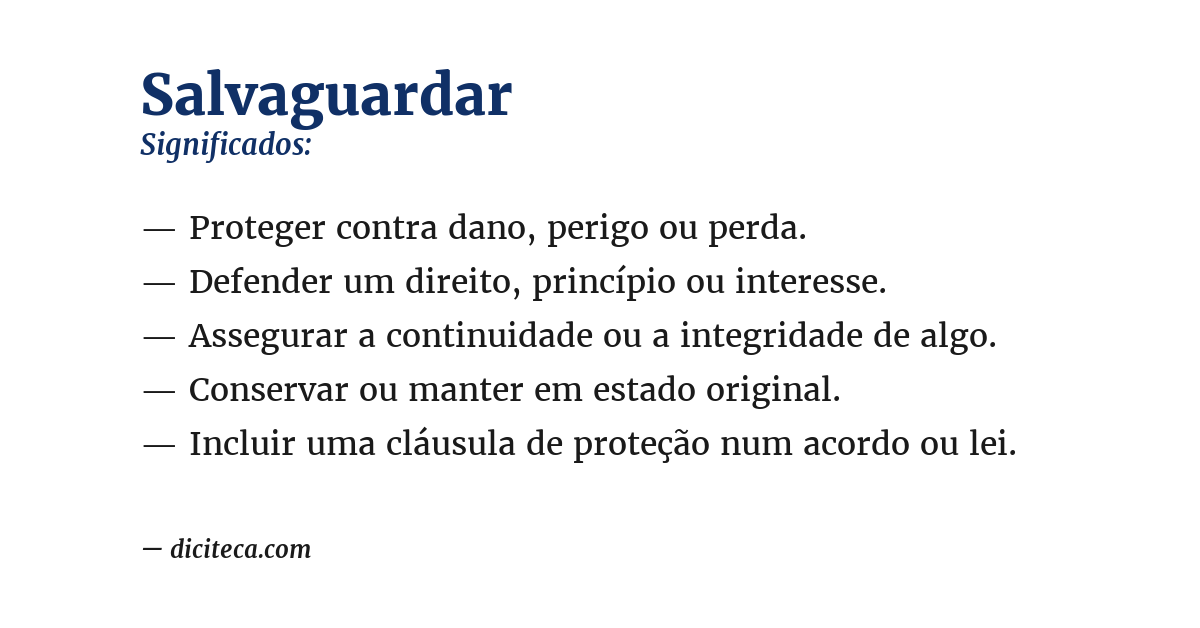 Significado de salvaguardar