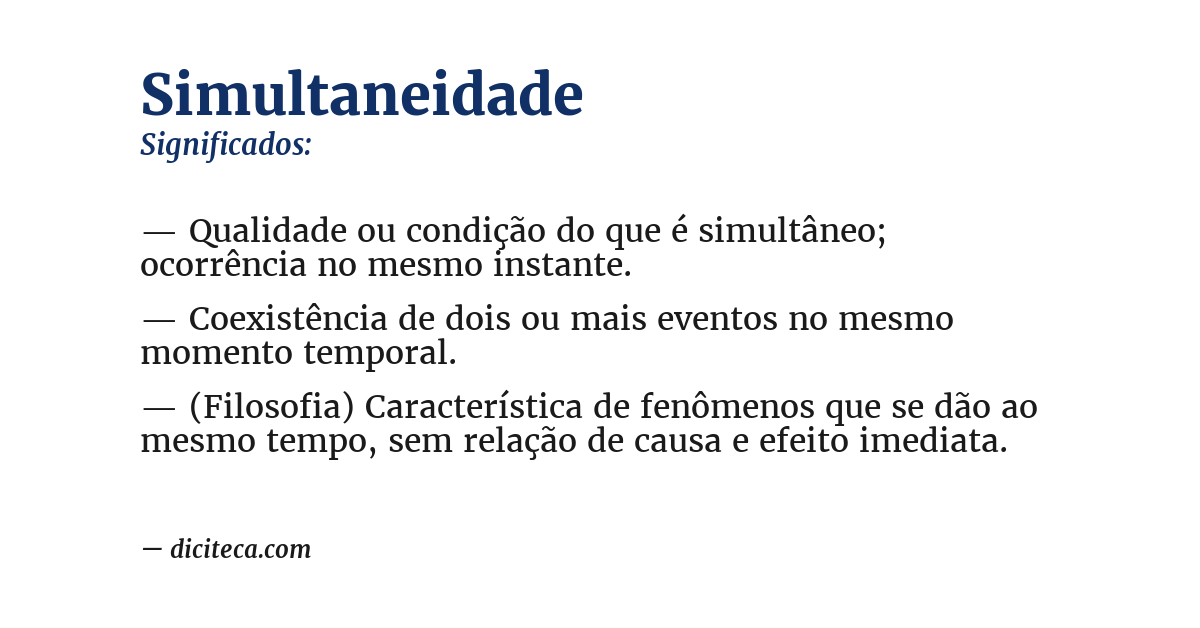 Significado de simultaneidade