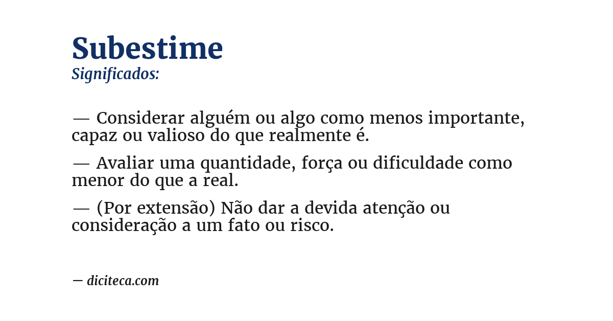 Significado de subestime