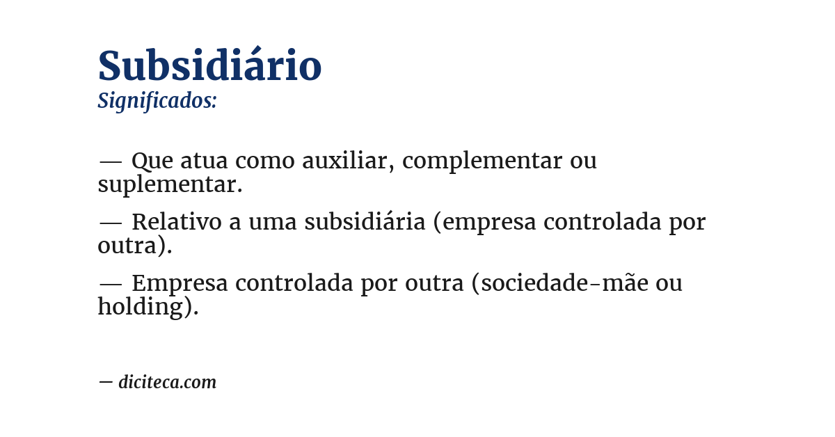 Significado de subsidiário
