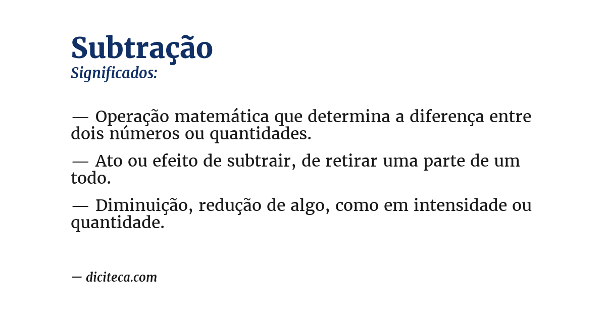 Significado de subtração