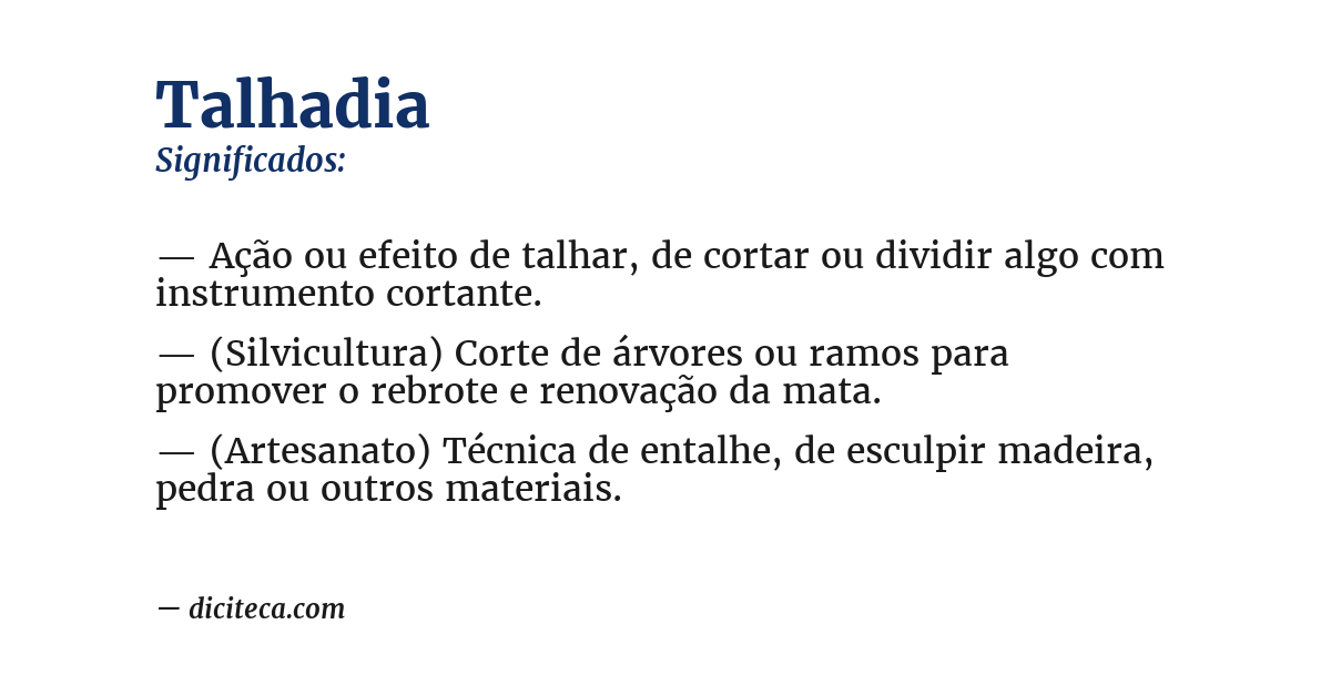 Significado de talhadia