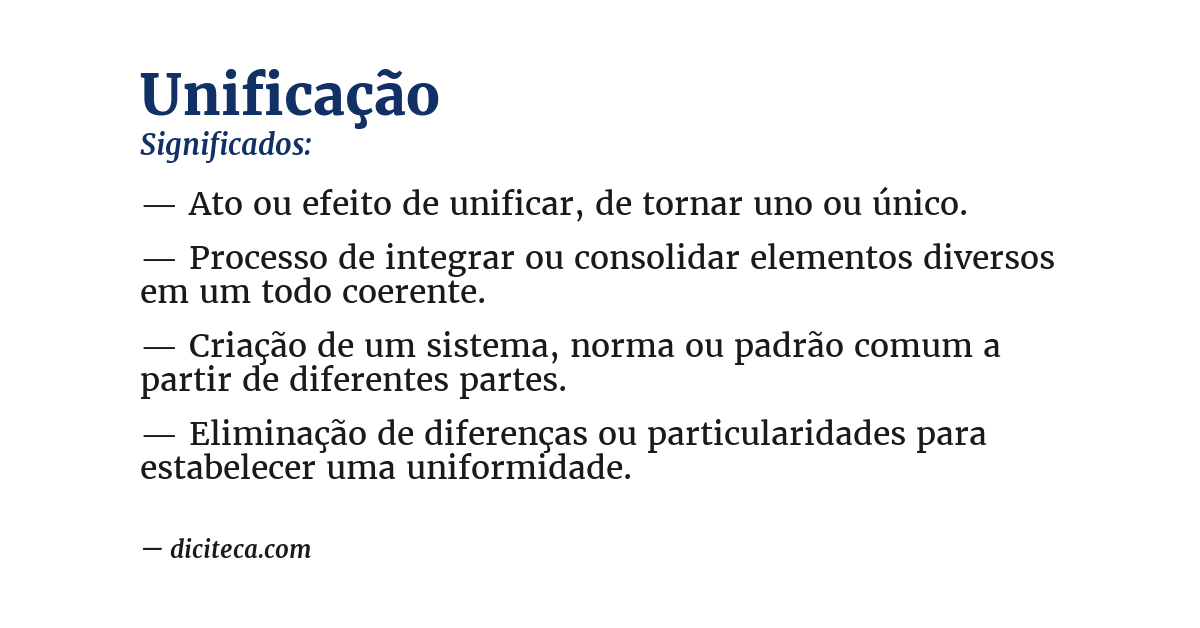 Significado de unificação