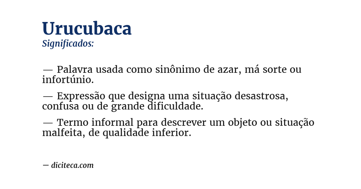 Significado de urucubaca