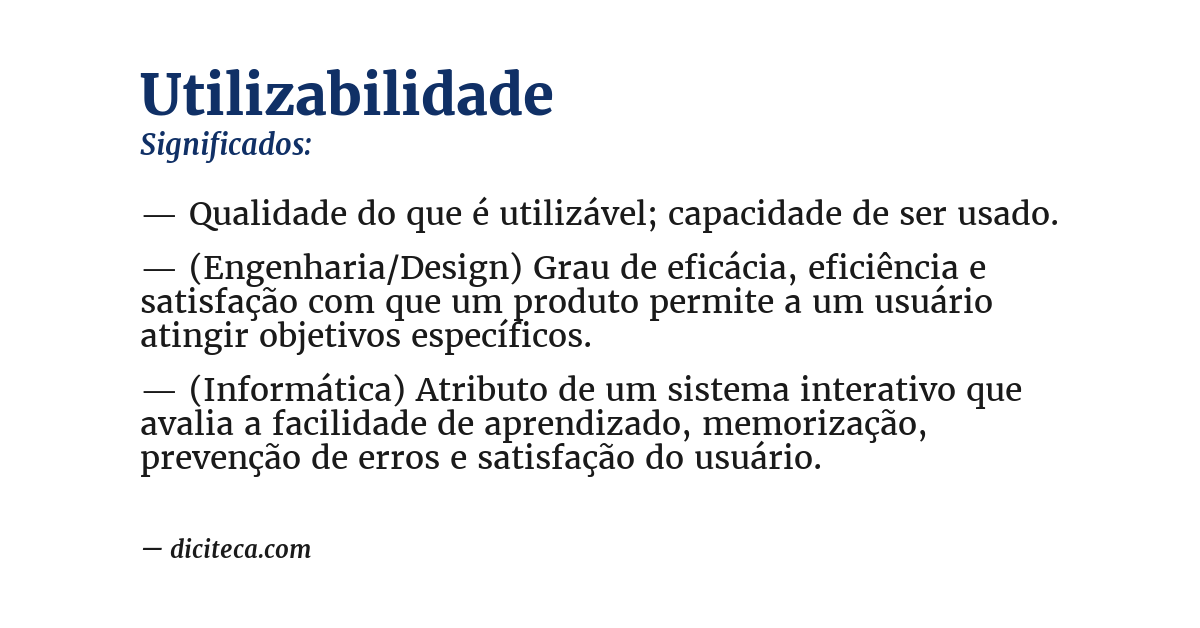 Significado de utilizabilidade