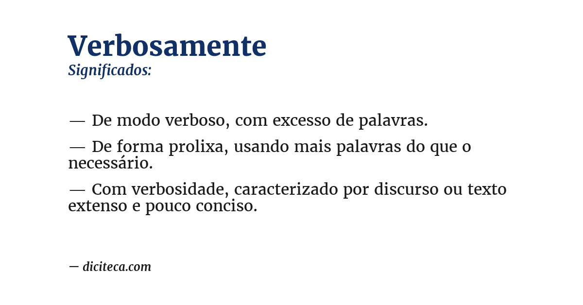 Significado de verbosamente