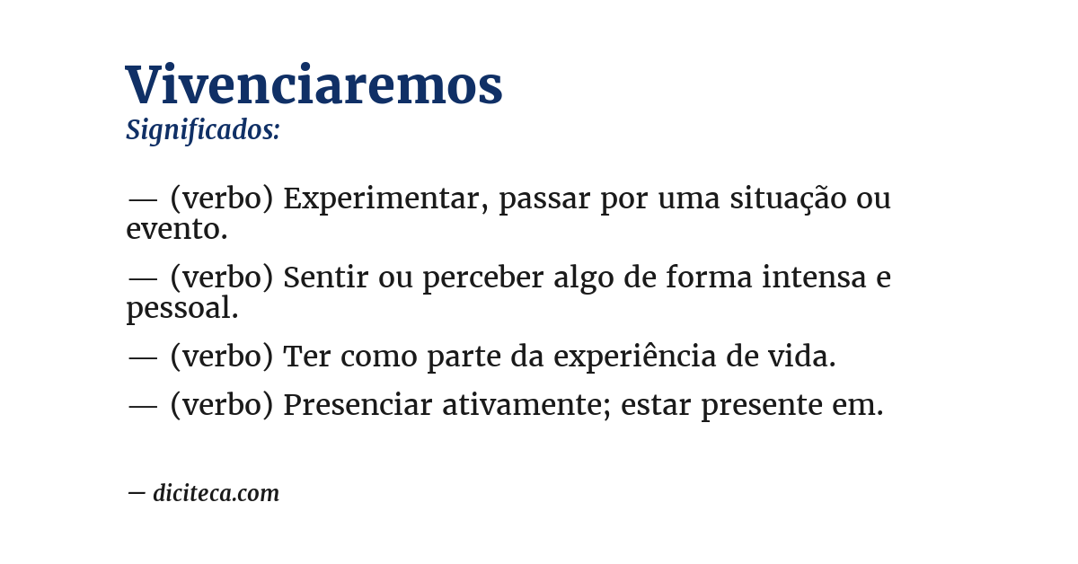 Significado de vivenciaremos