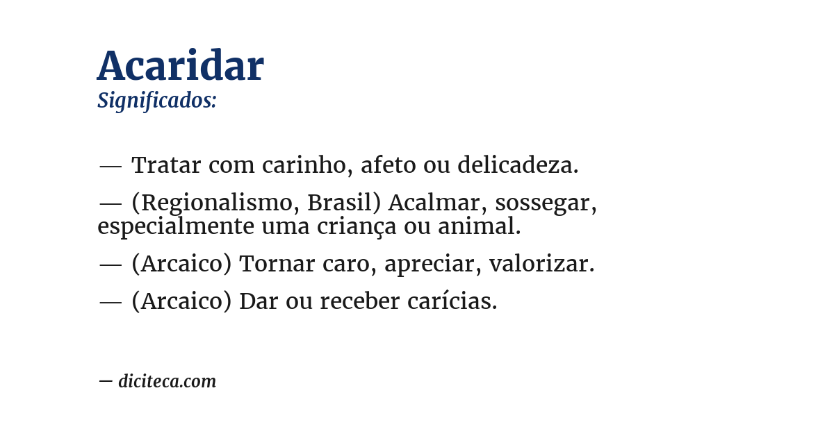 Significado de acaridar