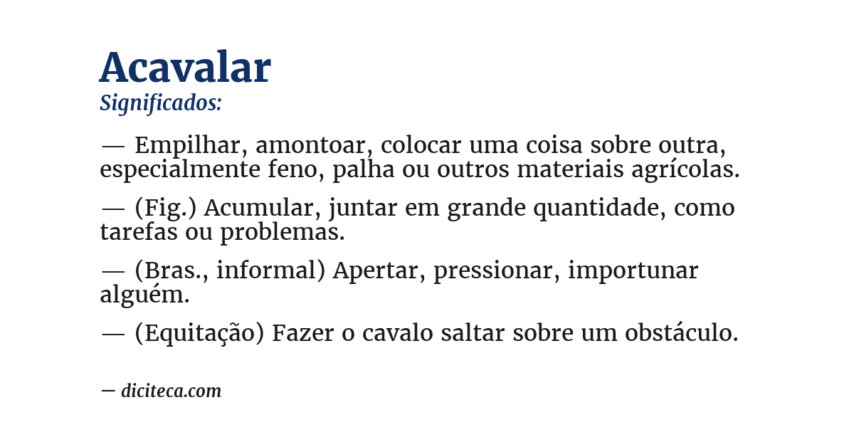 Significado de acavalar