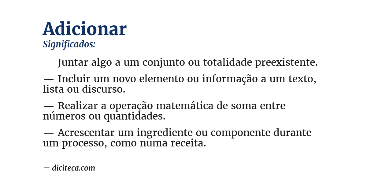 Significado de adicionar