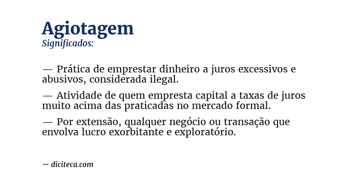 Significado de agiotagem