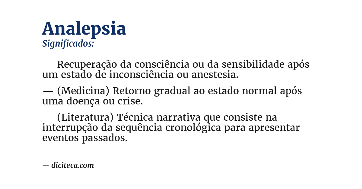 Significado de analepsia