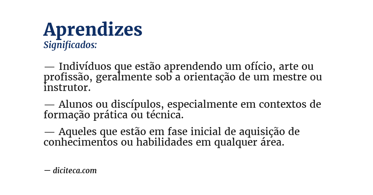 Significado de aprendizes
