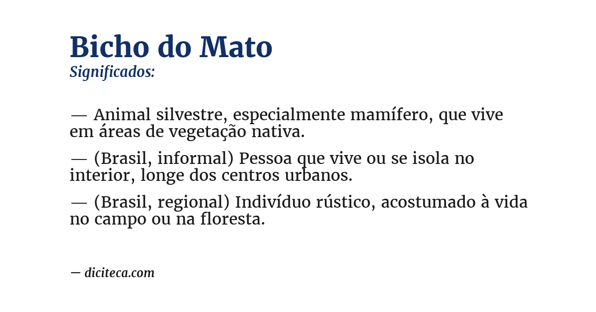 Significado de bicho do mato