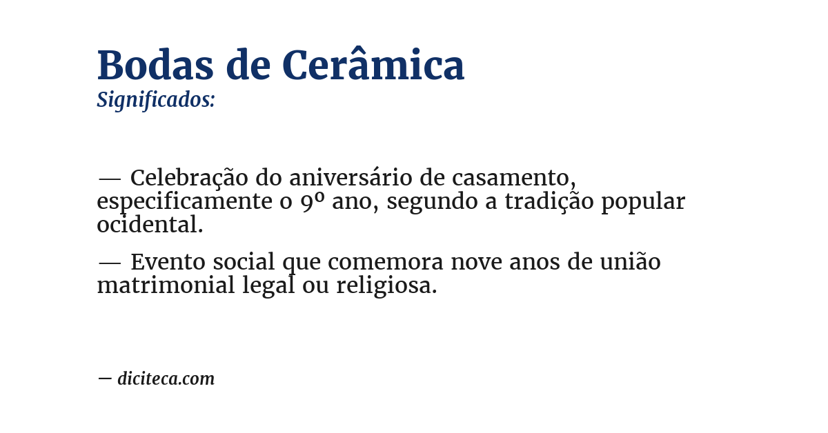 Significado de bodas de cerâmica