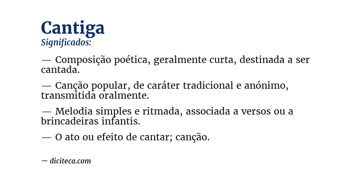 Significado de cantiga