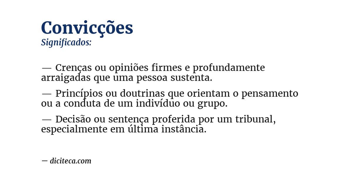 Significado de convicções