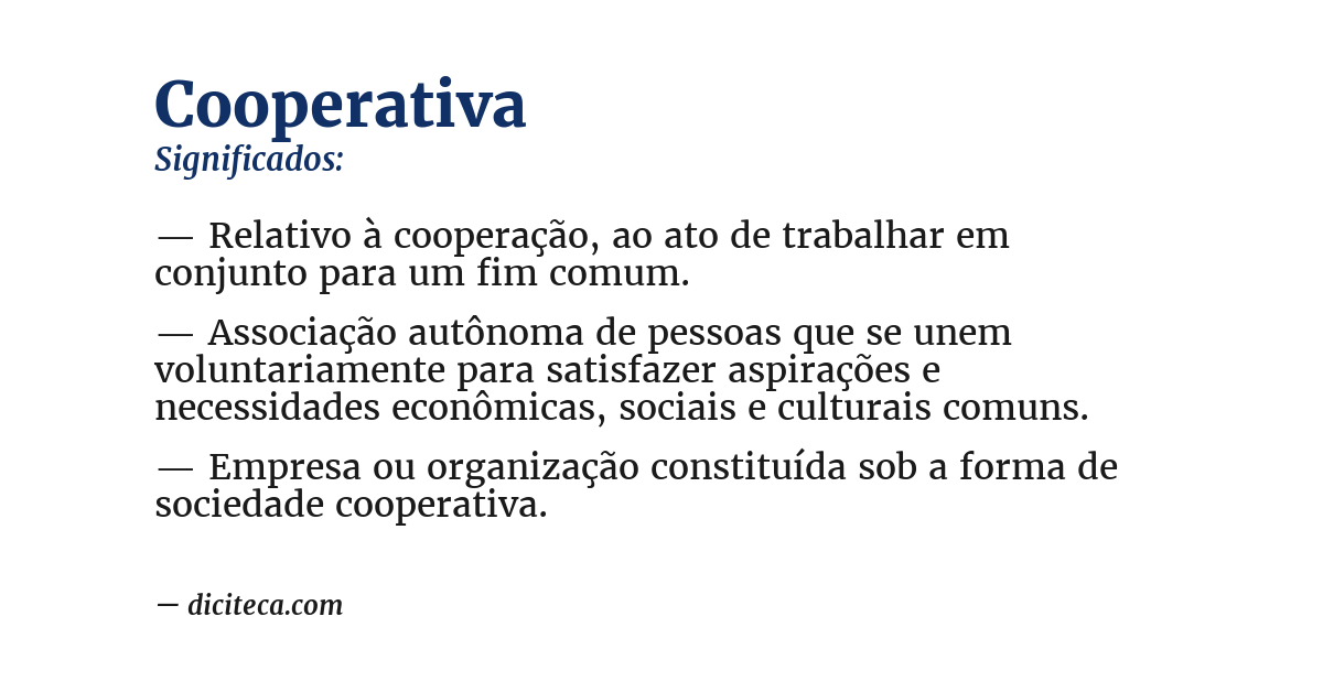 Significado de cooperativa