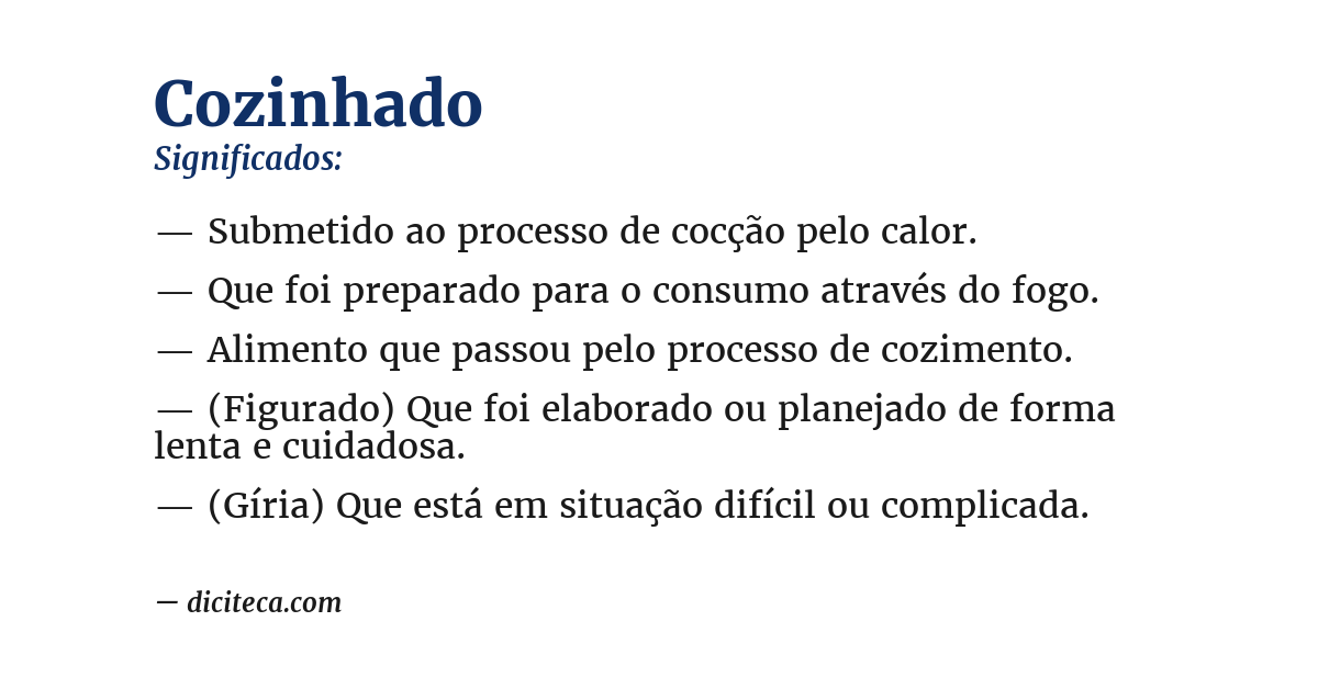 Significado de cozinhado