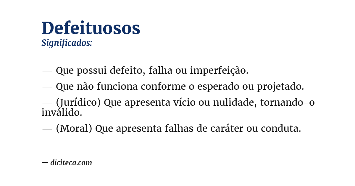 Significado de defeituosos