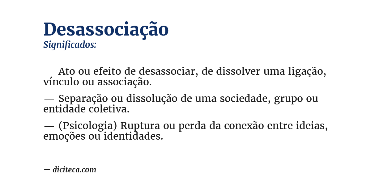 Significado de desassociação