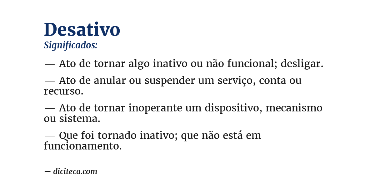 Significado de desativo