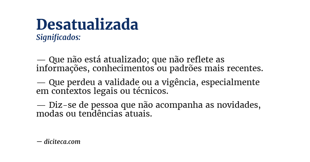 Significado de desatualizada