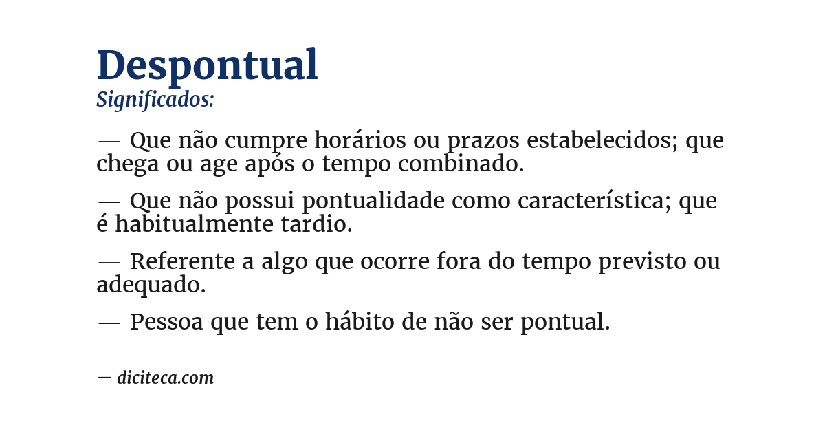 Significado de despontual